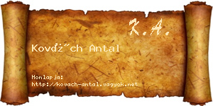 Kovách Antal névjegykártya